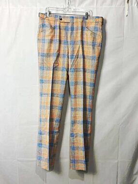 Jaymar Vintage Men's Plaid Pleated Dress Pants Sz 40 Blue Beige Tan Regular